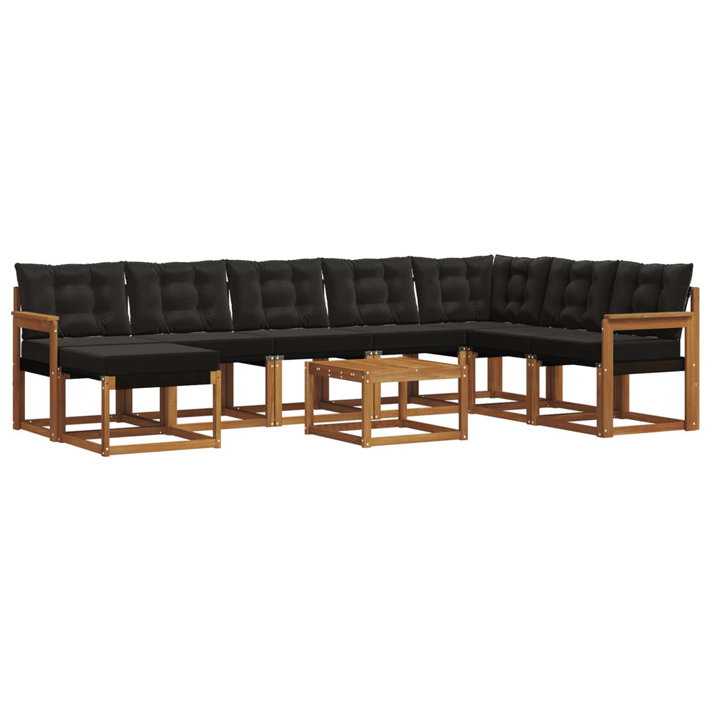 Outdoor-Sofagarnitur mit Kissen 9 pcs Natürlich und Schwarz