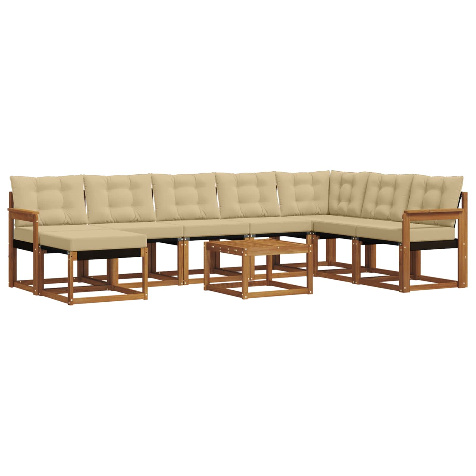 Outdoor-Sofagarnitur mit Kissen 9 pcs Natur und Beige