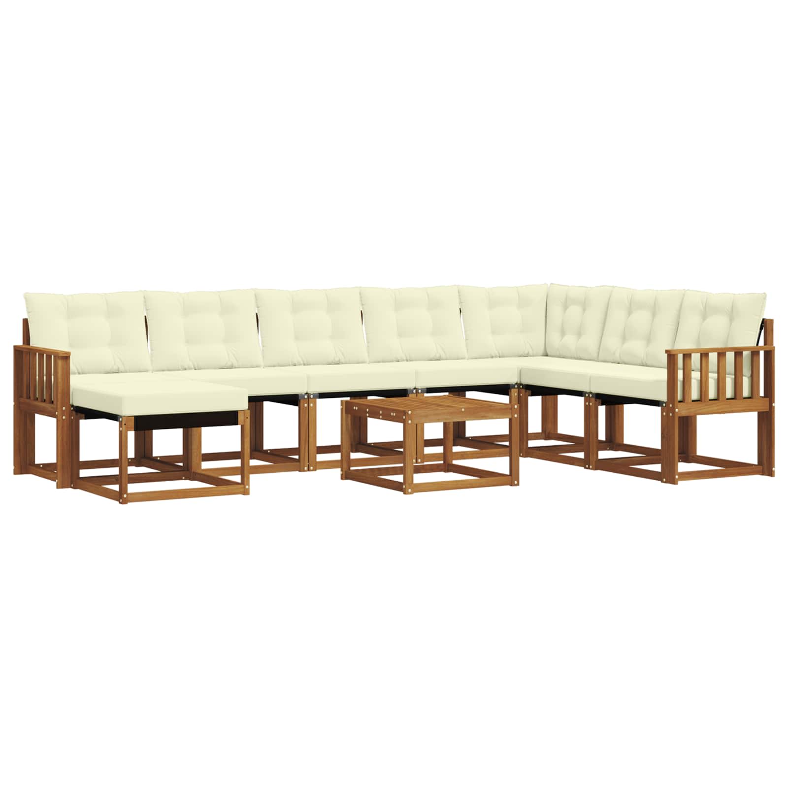 Outdoor-Sofagarnitur mit Kissen 9 pcs Natur und Creme