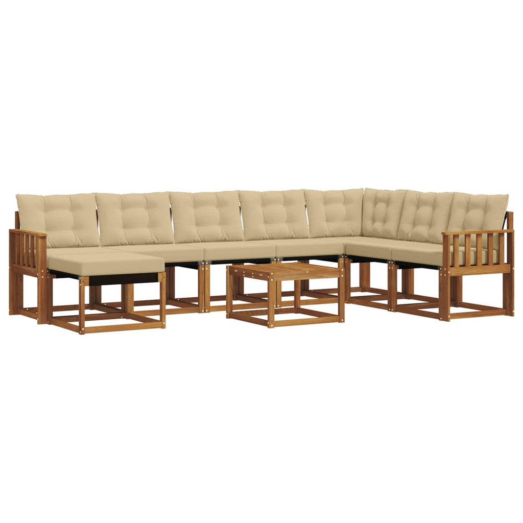 Outdoor-Sofagarnitur mit Kissen 9 pcs Natur und Beige