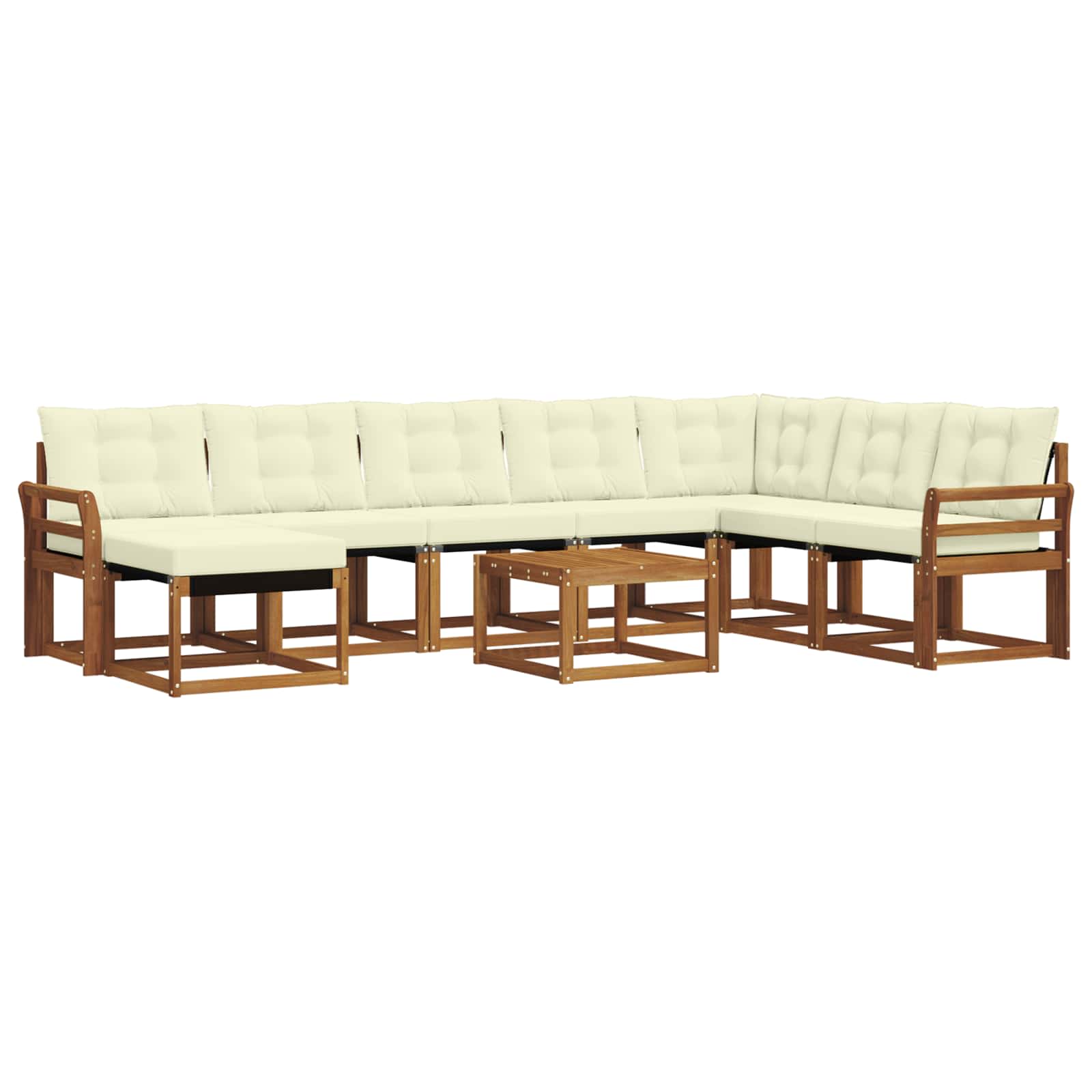 Outdoor-Sofagarnitur mit Kissen 9 pcs Natur und Creme