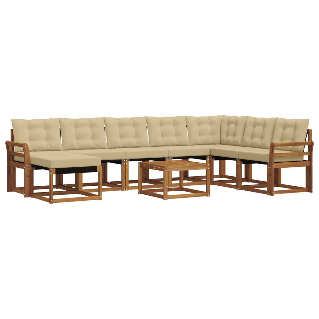 Outdoor-Sofagarnitur mit Kissen 9 pcs Natur und Beige