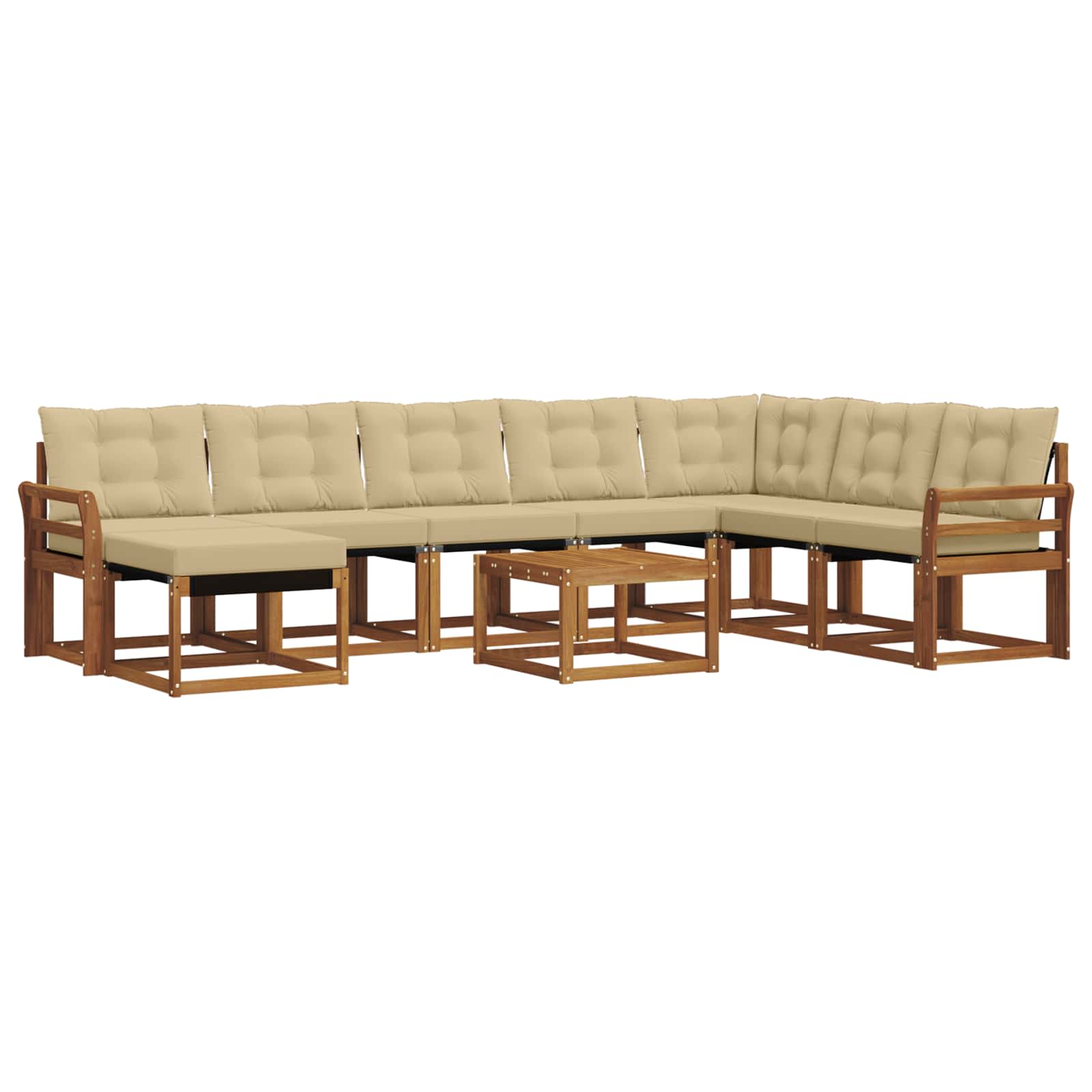 Outdoor-Sofagarnitur mit Kissen 9 pcs Natur und Beige