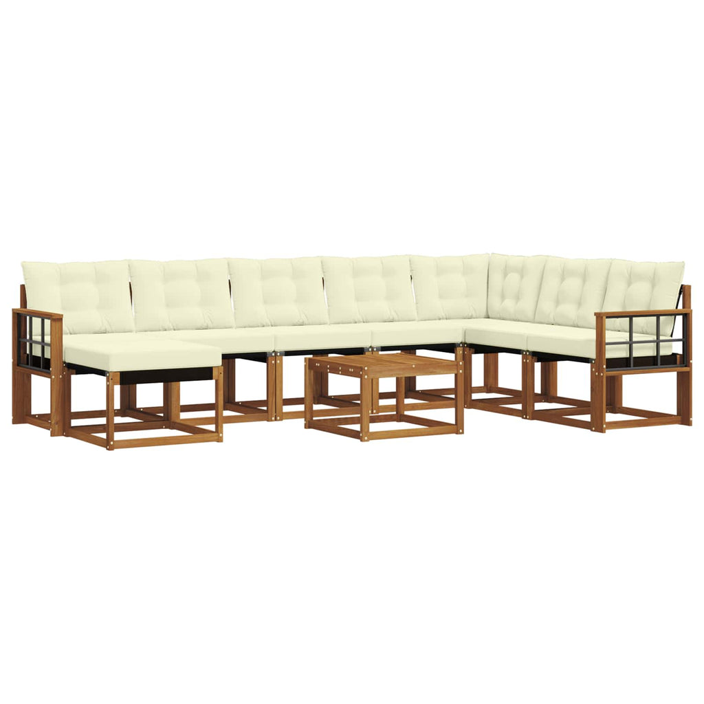 Outdoor-Sofagarnitur mit Kissen 9 pcs Natur und Creme