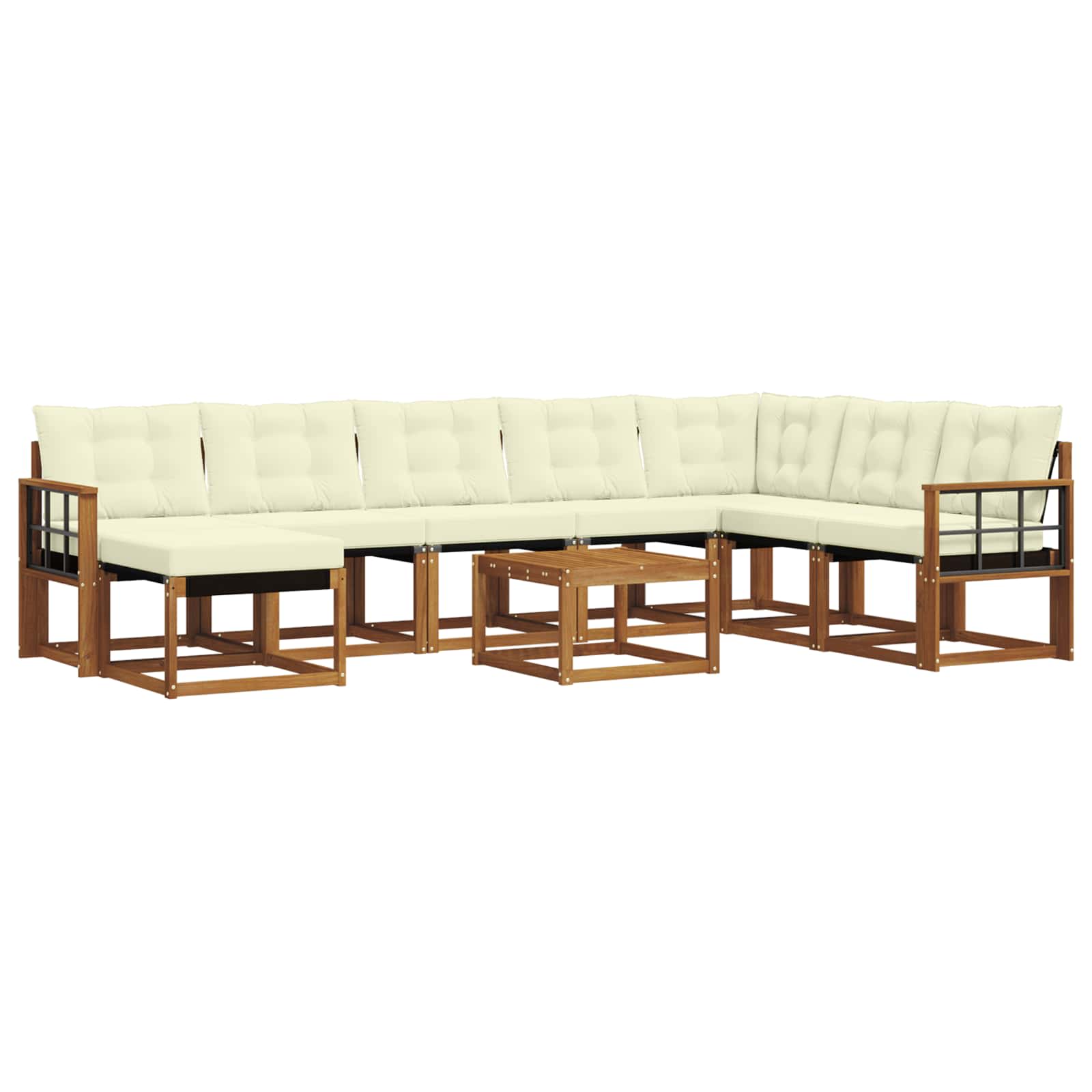Outdoor-Sofagarnitur mit Kissen 9 pcs Natur und Creme