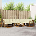 Outdoor-Sofagarnitur mit Kissen 9 pcs Natur und Creme