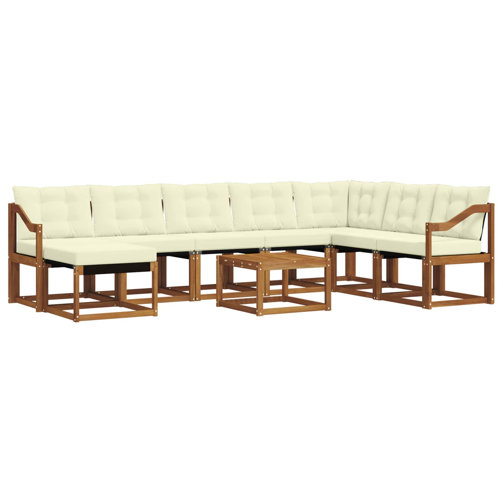 Outdoor-Sofagarnitur mit Kissen 9 pcs Natur und Creme