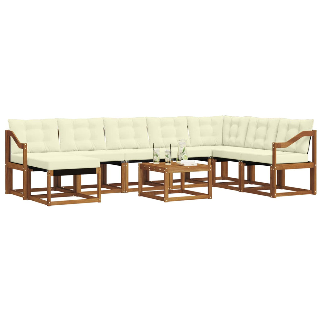 Outdoor-Sofagarnitur mit Kissen 9 pcs Natur und Creme