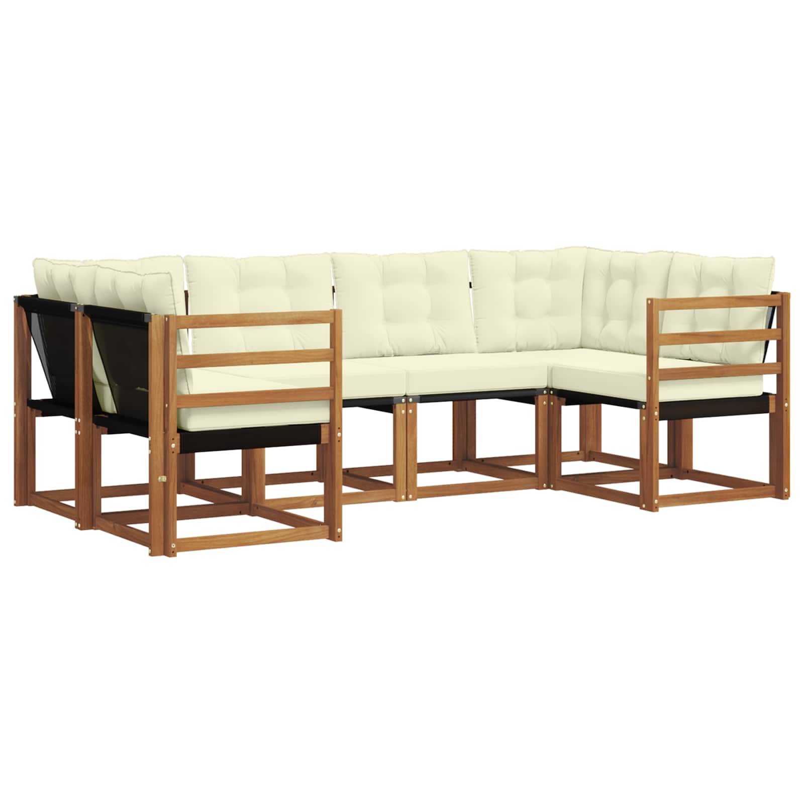 Outdoor-Sofagarnitur mit Kissen 6 pcs Natur und Creme