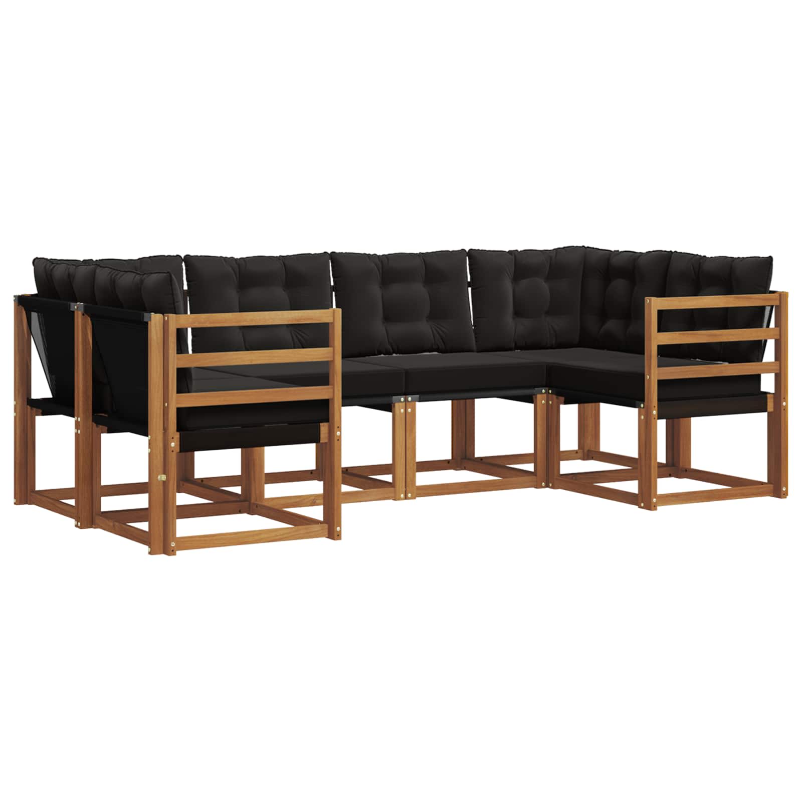 Outdoor-Sofagarnitur mit Kissen 6 pcs Natürlich und Schwarz