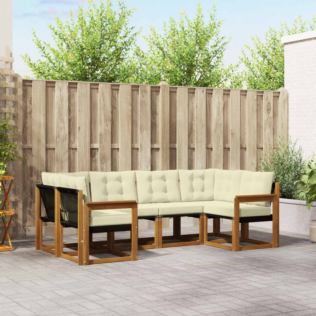 Outdoor-Sofagarnitur mit Kissen 6 pcs Natur und Creme