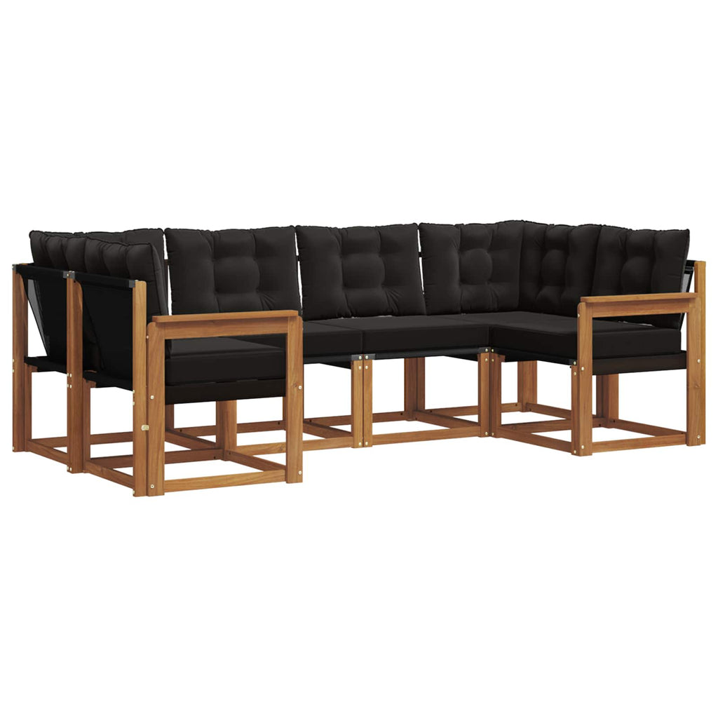 Outdoor-Sofagarnitur mit Kissen 6 pcs Natürlich und Schwarz