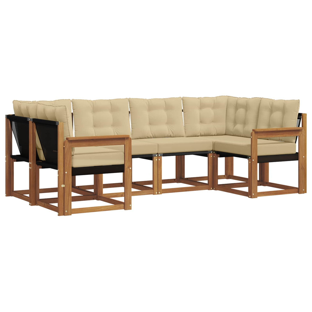 Outdoor-Sofagarnitur mit Kissen 6 pcs Natur und Beige