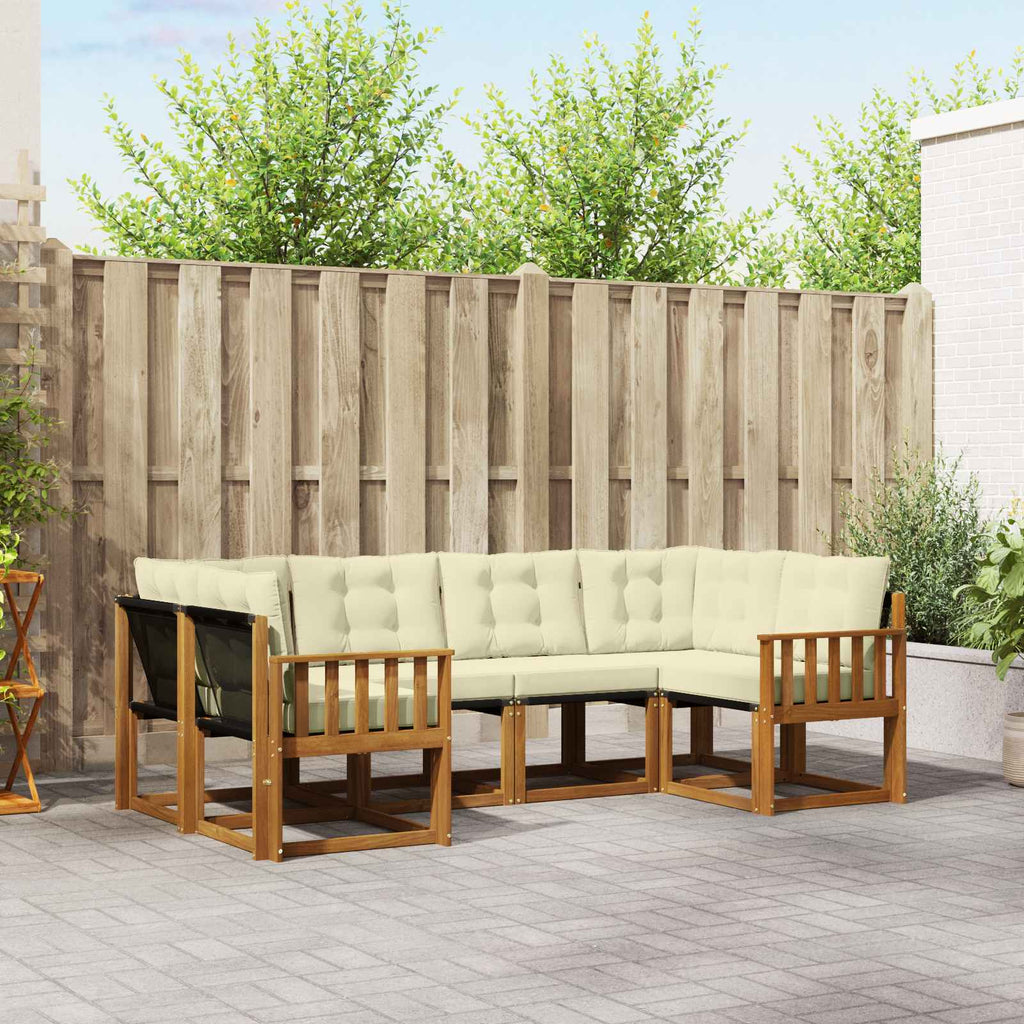 Outdoor-Sofagarnitur mit Kissen 6 pcs Natur und Creme