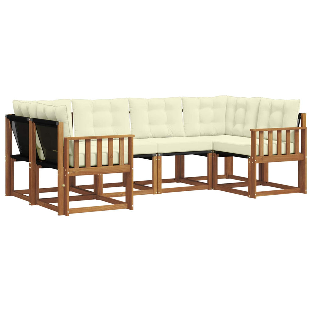 Outdoor-Sofagarnitur mit Kissen 6 pcs Natur und Creme