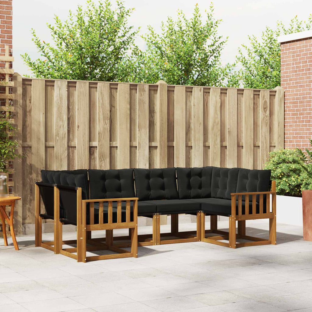 Outdoor-Sofagarnitur mit Kissen 6 pcs Natürlich und Schwarz