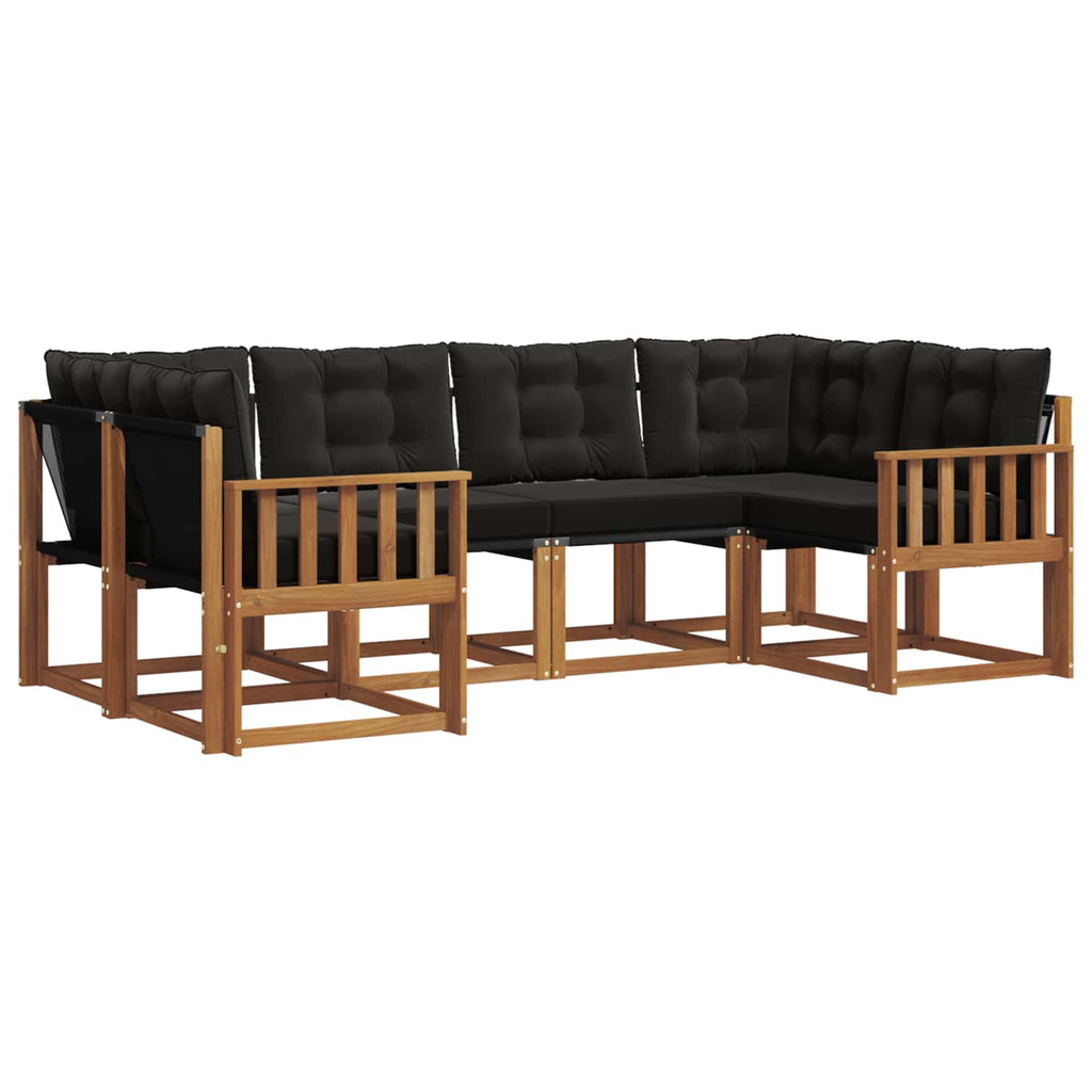 Outdoor-Sofagarnitur mit Kissen 6 pcs Natürlich und Schwarz