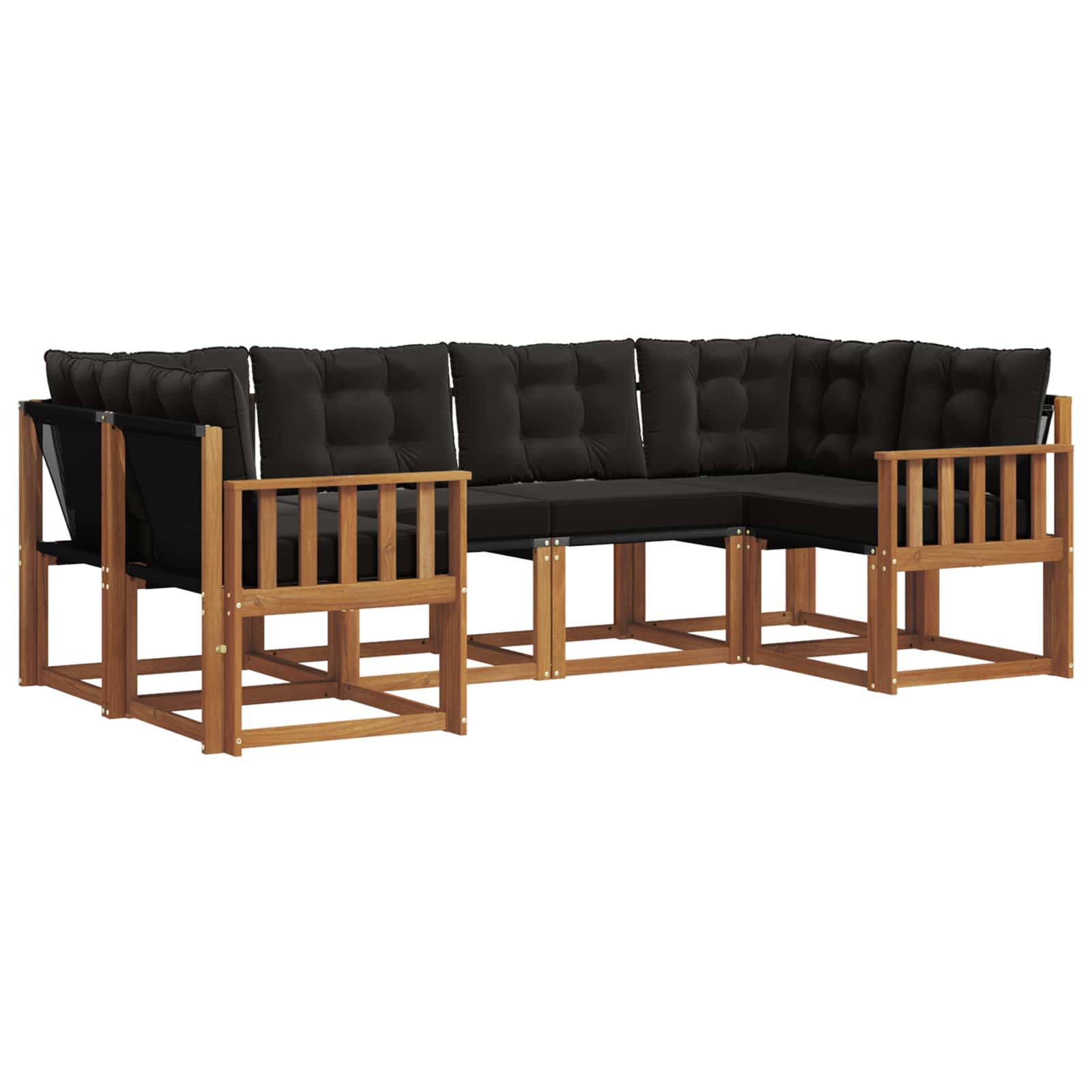 Outdoor-Sofagarnitur mit Kissen 6 pcs Natürlich und Schwarz