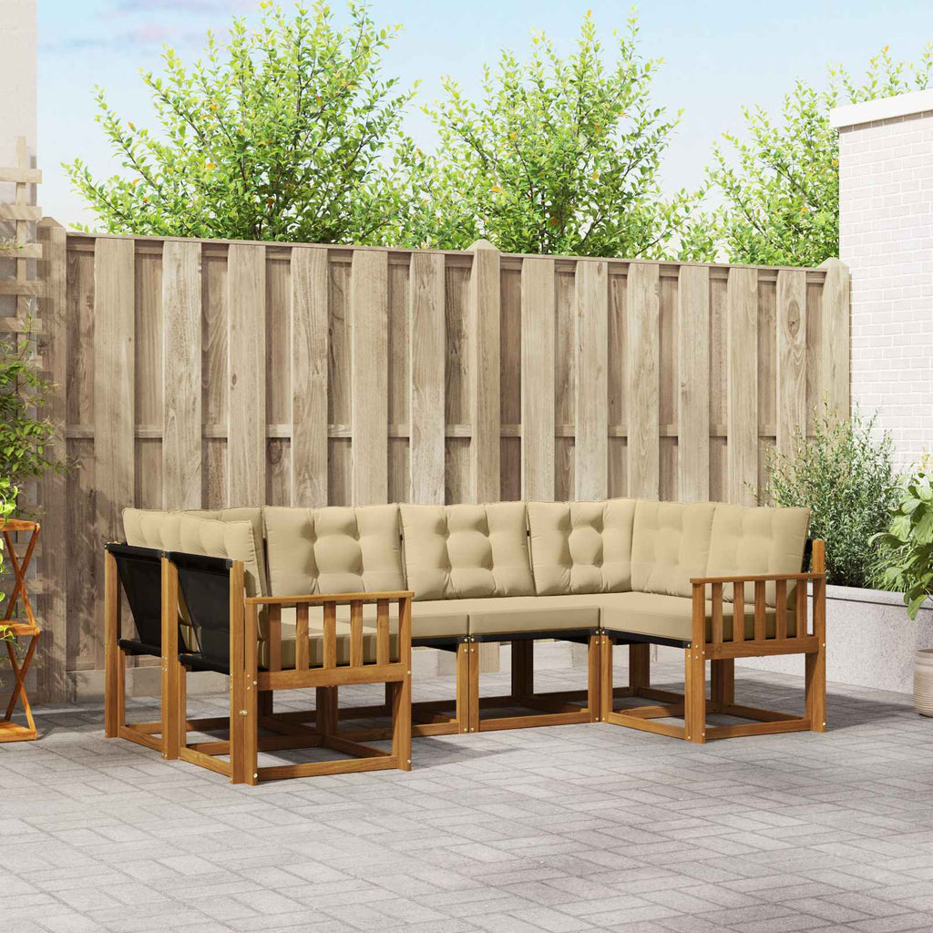 Outdoor-Sofagarnitur mit Kissen 6 pcs Natur und Beige