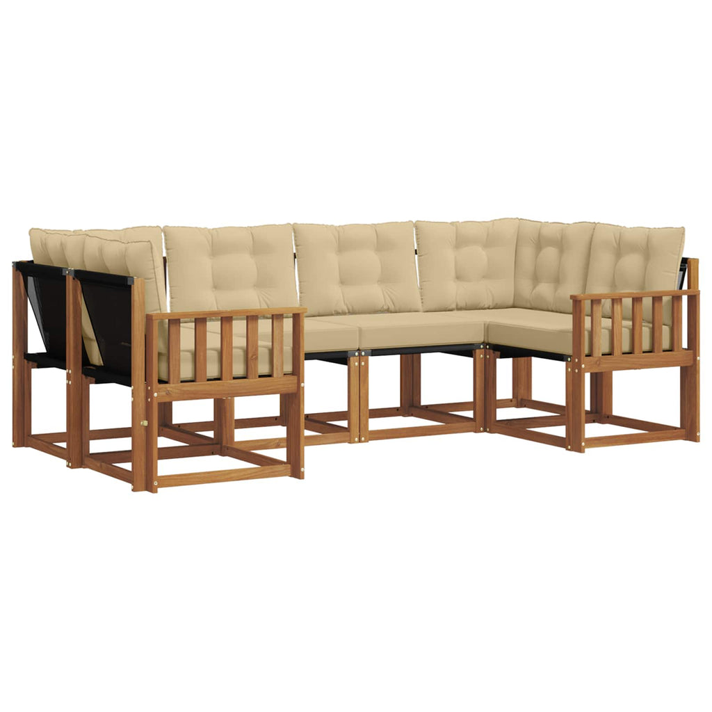 Outdoor-Sofagarnitur mit Kissen 6 pcs Natur und Beige