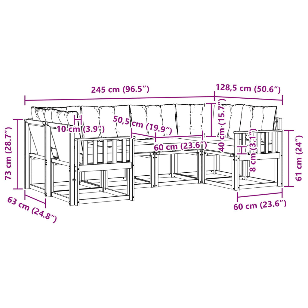 Outdoor-Sofagarnitur mit Kissen 6 pcs Natur und Beige
