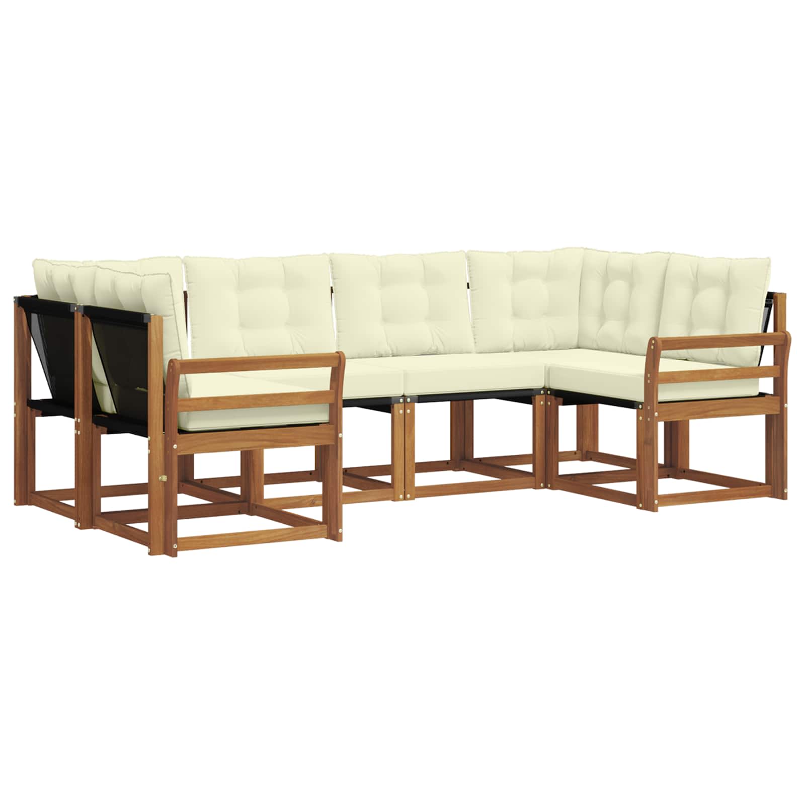 Outdoor-Sofagarnitur mit Kissen 6 pcs Natur und Creme