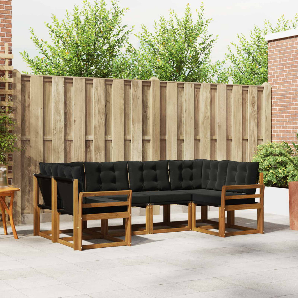 Outdoor-Sofagarnitur mit Kissen 6 pcs Natürlich und Schwarz