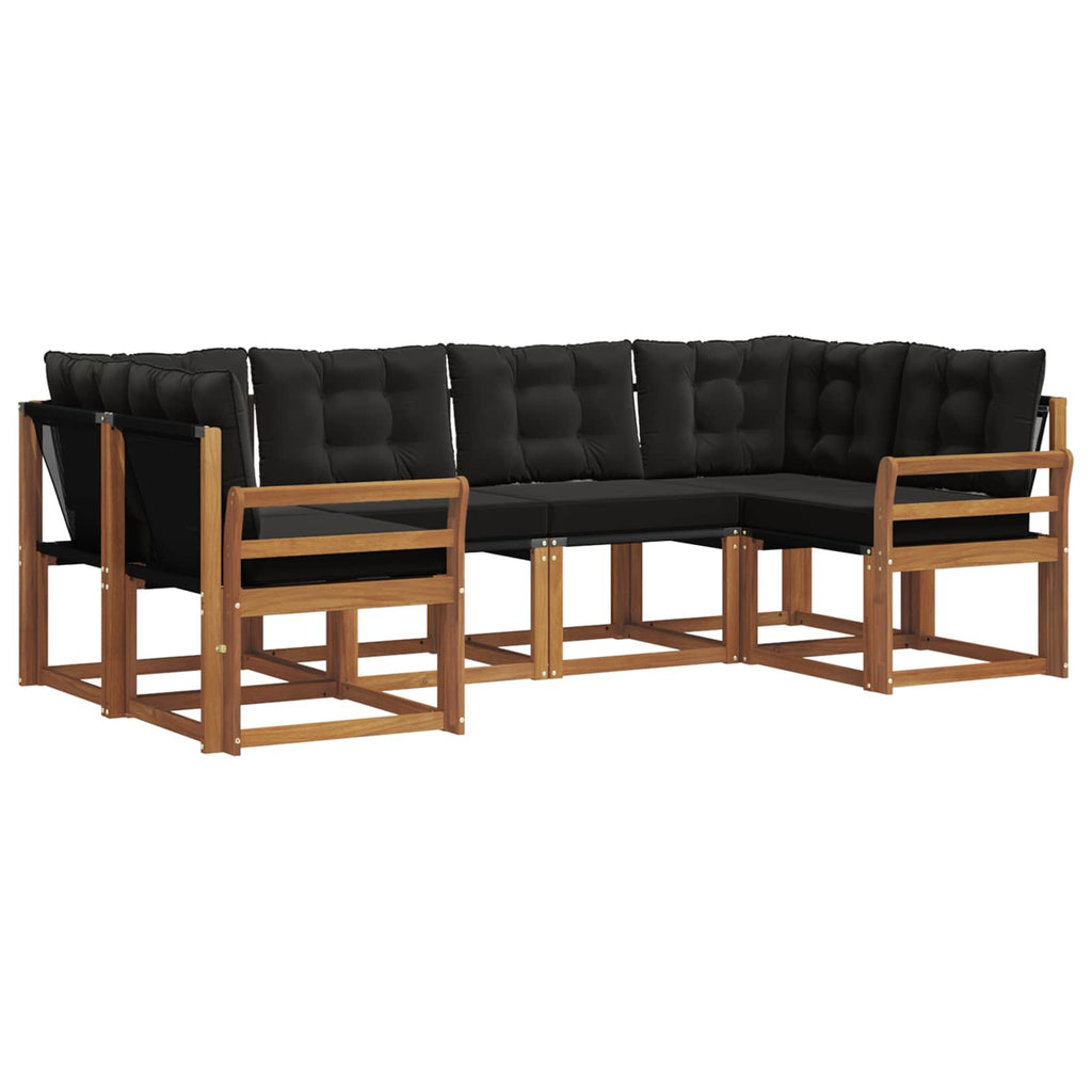 Outdoor-Sofagarnitur mit Kissen 6 pcs Natürlich und Schwarz