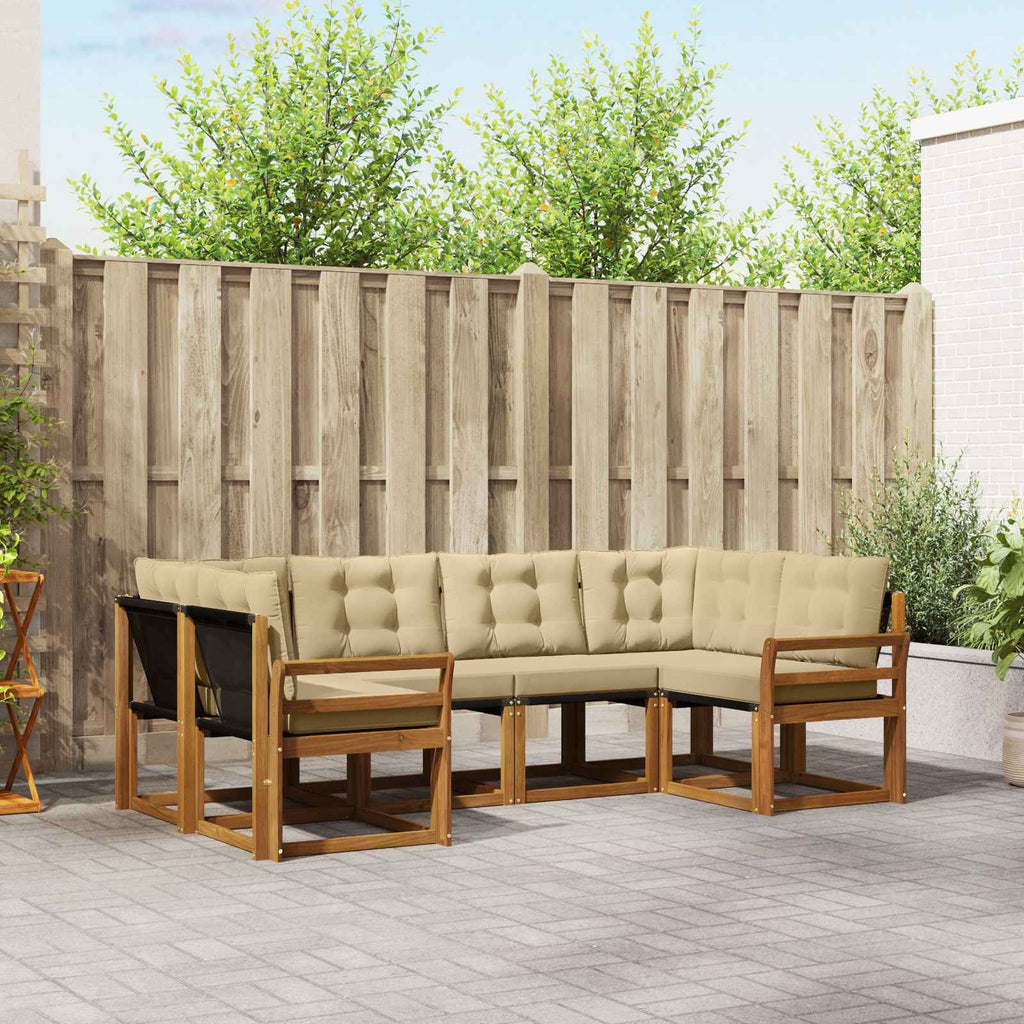 Outdoor-Sofagarnitur mit Kissen 6 pcs Natur und Beige