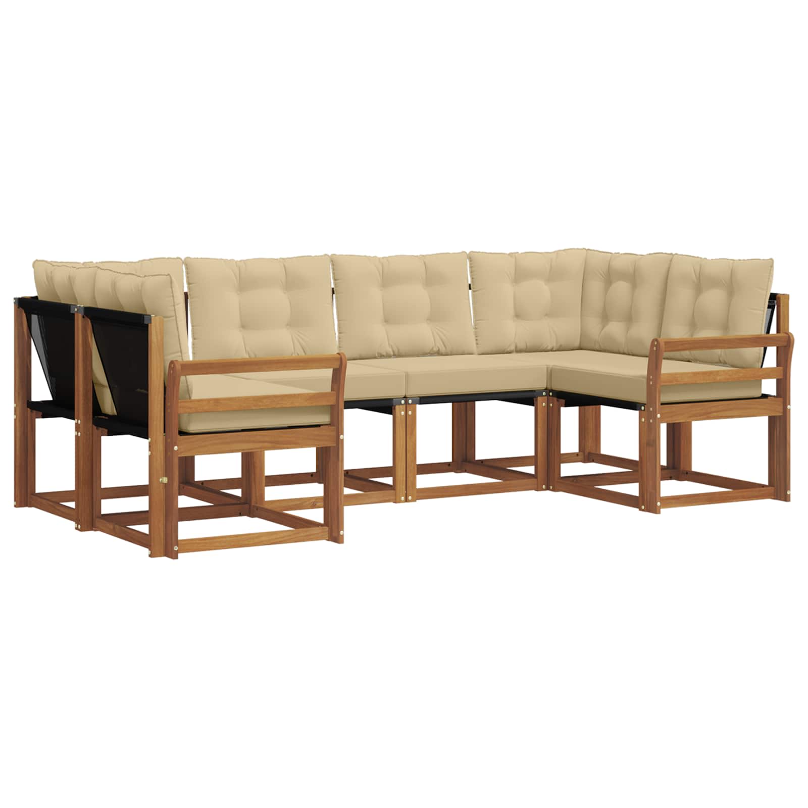 Outdoor-Sofagarnitur mit Kissen 6 pcs Natur und Beige