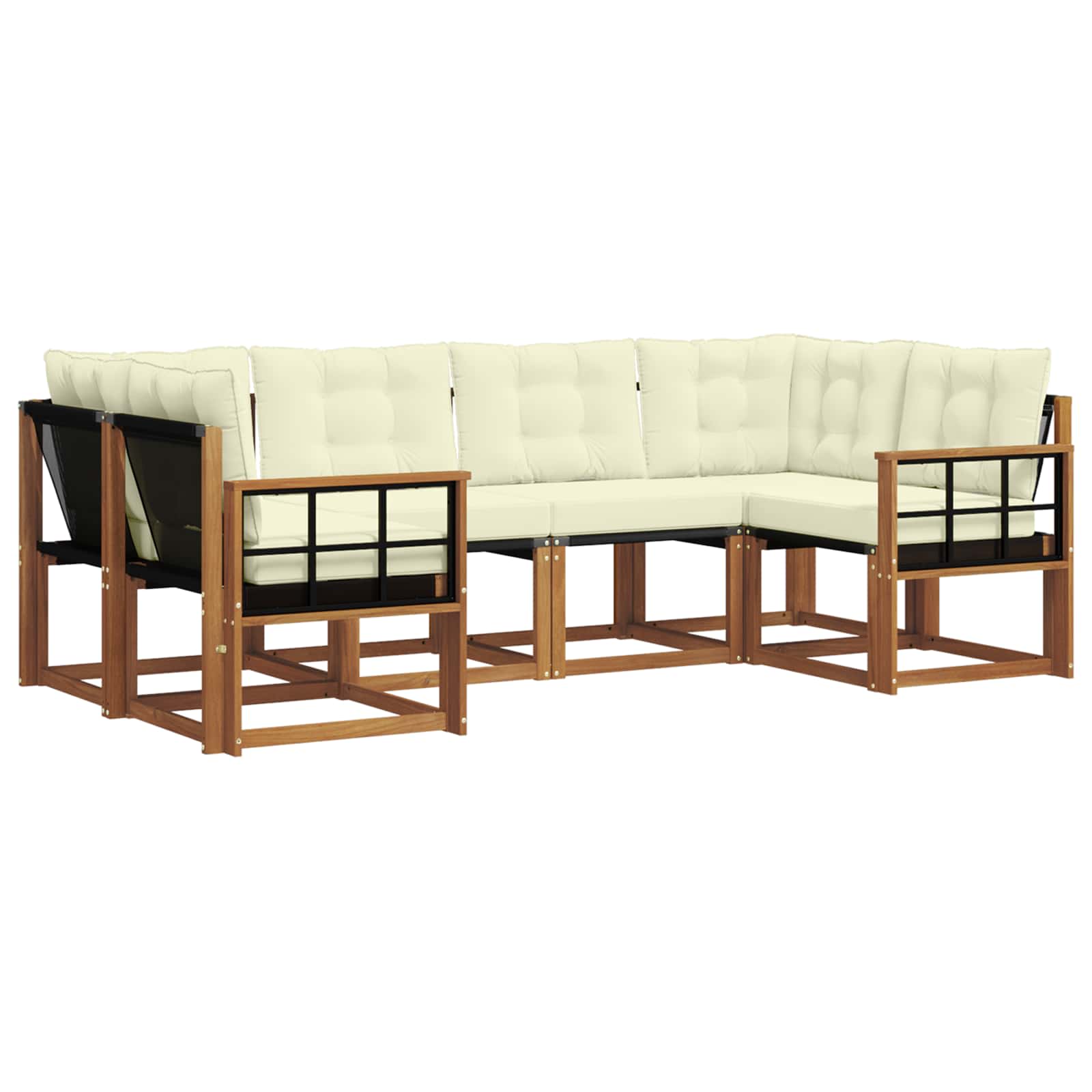 Outdoor-Sofagarnitur mit Kissen 6 pcs Natur und Creme