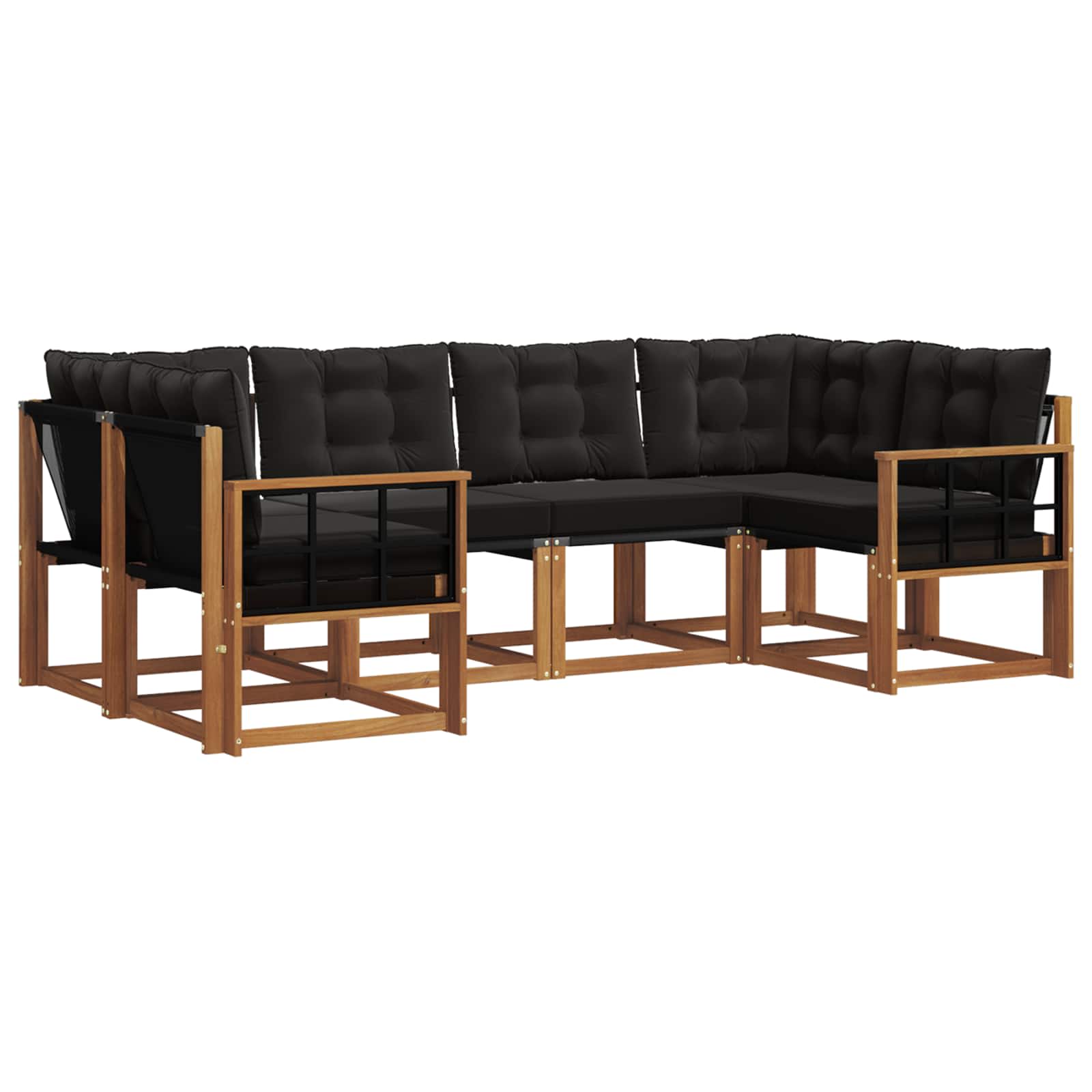 Outdoor-Sofagarnitur mit Kissen 6 pcs Natürlich und Schwarz