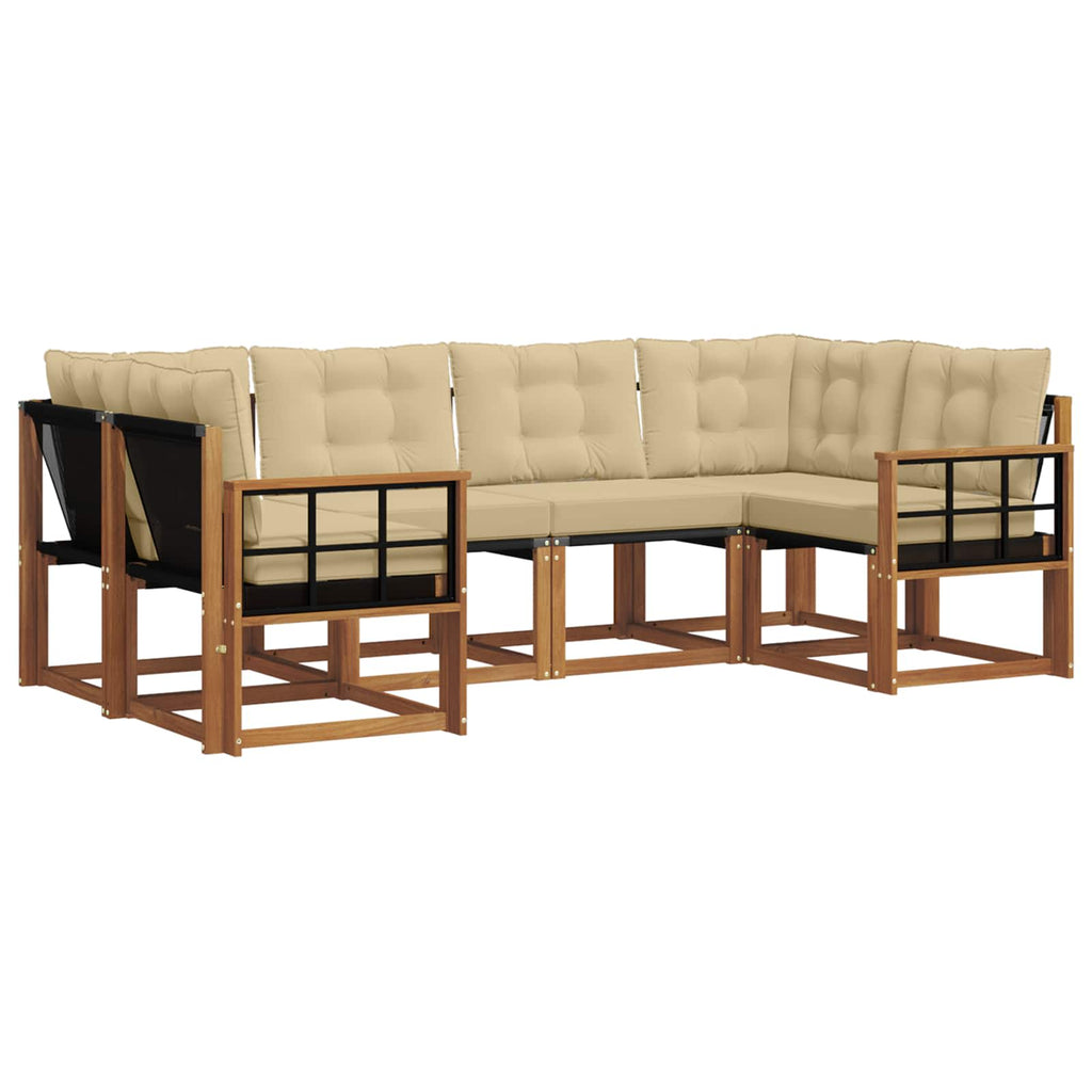 Outdoor-Sofagarnitur mit Kissen 6 pcs Natur und Beige