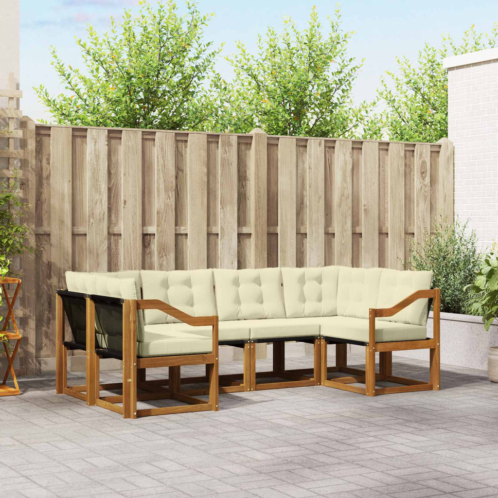 Outdoor-Sofagarnitur mit Kissen 6 pcs Natur und Creme