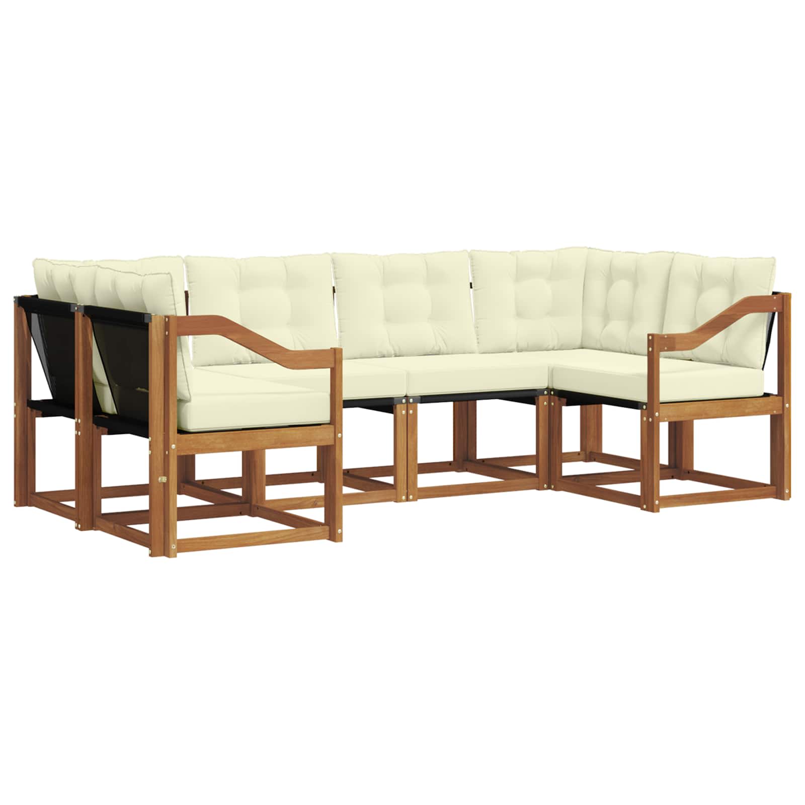 Outdoor-Sofagarnitur mit Kissen 6 pcs Natur und Creme
