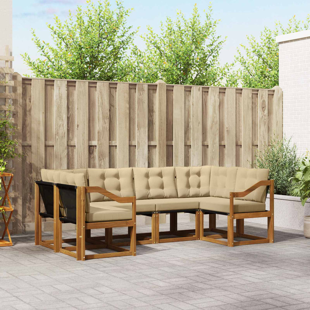 Outdoor-Sofagarnitur mit Kissen 6 pcs Natur und Beige