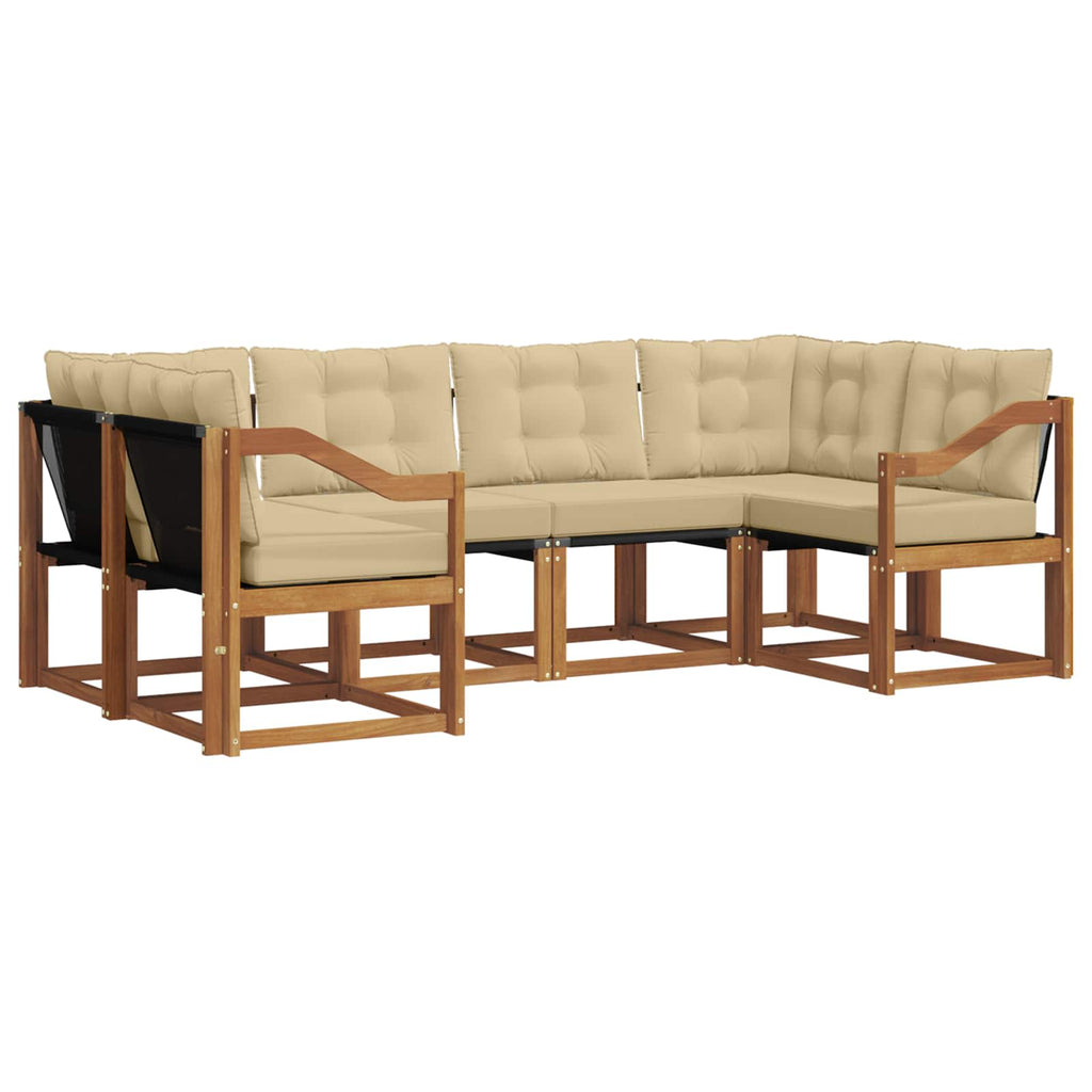 Outdoor-Sofagarnitur mit Kissen 6 pcs Natur und Beige