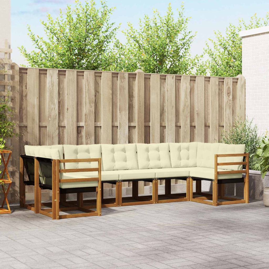 Outdoor-Sofagarnitur mit Kissen 7 pcs Natur und Creme