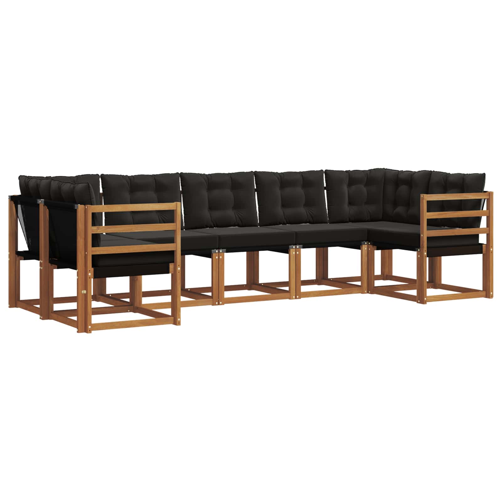 Outdoor-Sofagarnitur mit Kissen 7 pcs Natürlich und Schwarz