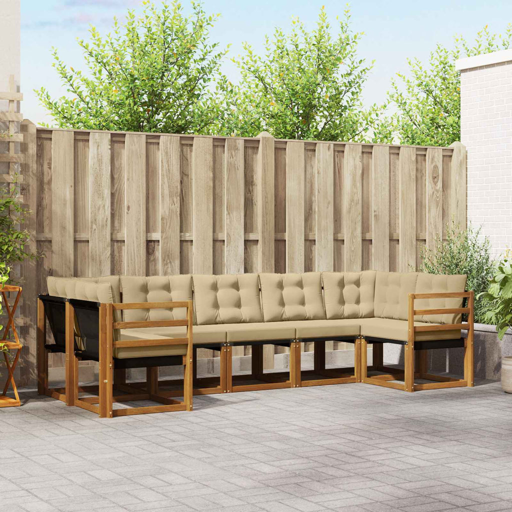 Outdoor-Sofagarnitur mit Kissen 7 pcs Natur und Beige