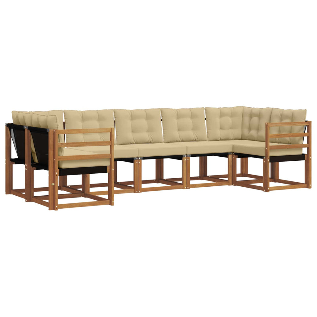 Outdoor-Sofagarnitur mit Kissen 7 pcs Natur und Beige