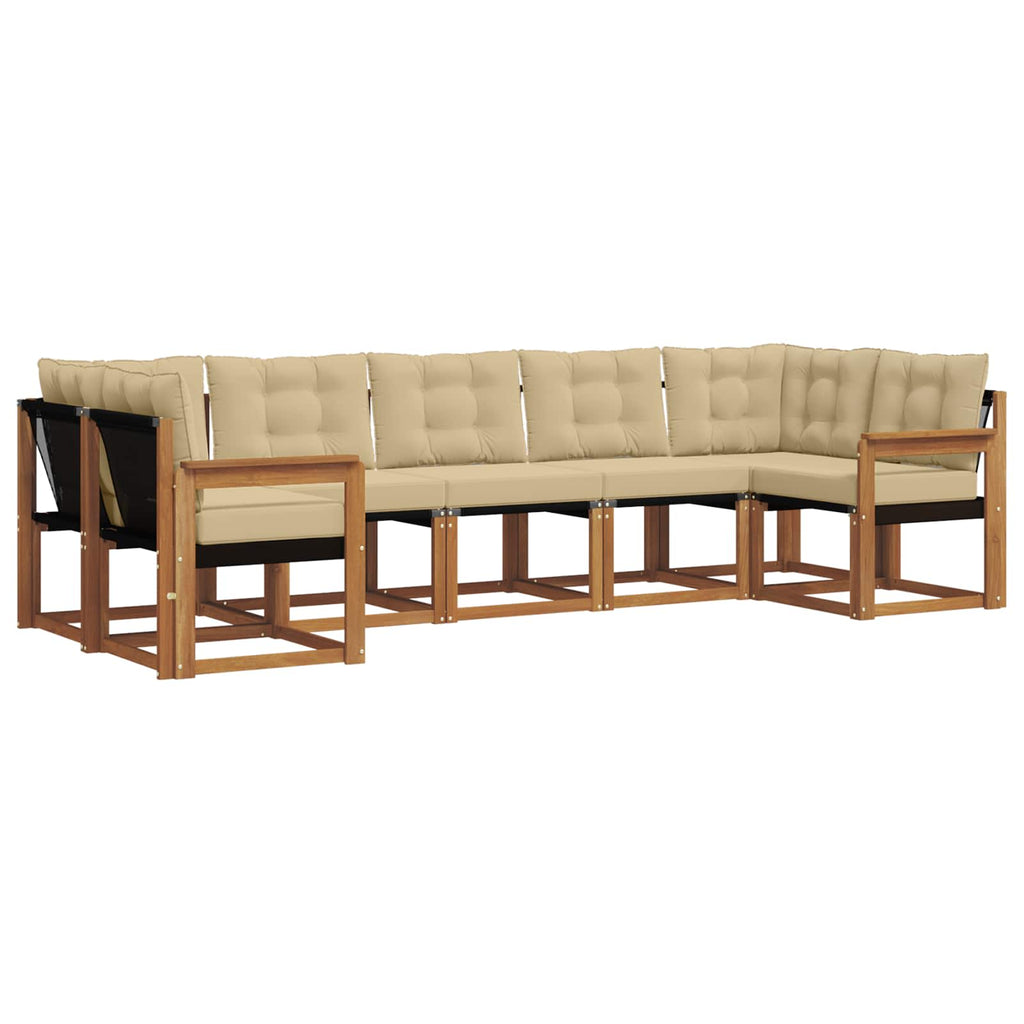 Outdoor-Sofagarnitur mit Kissen 7 pcs Natur und Beige
