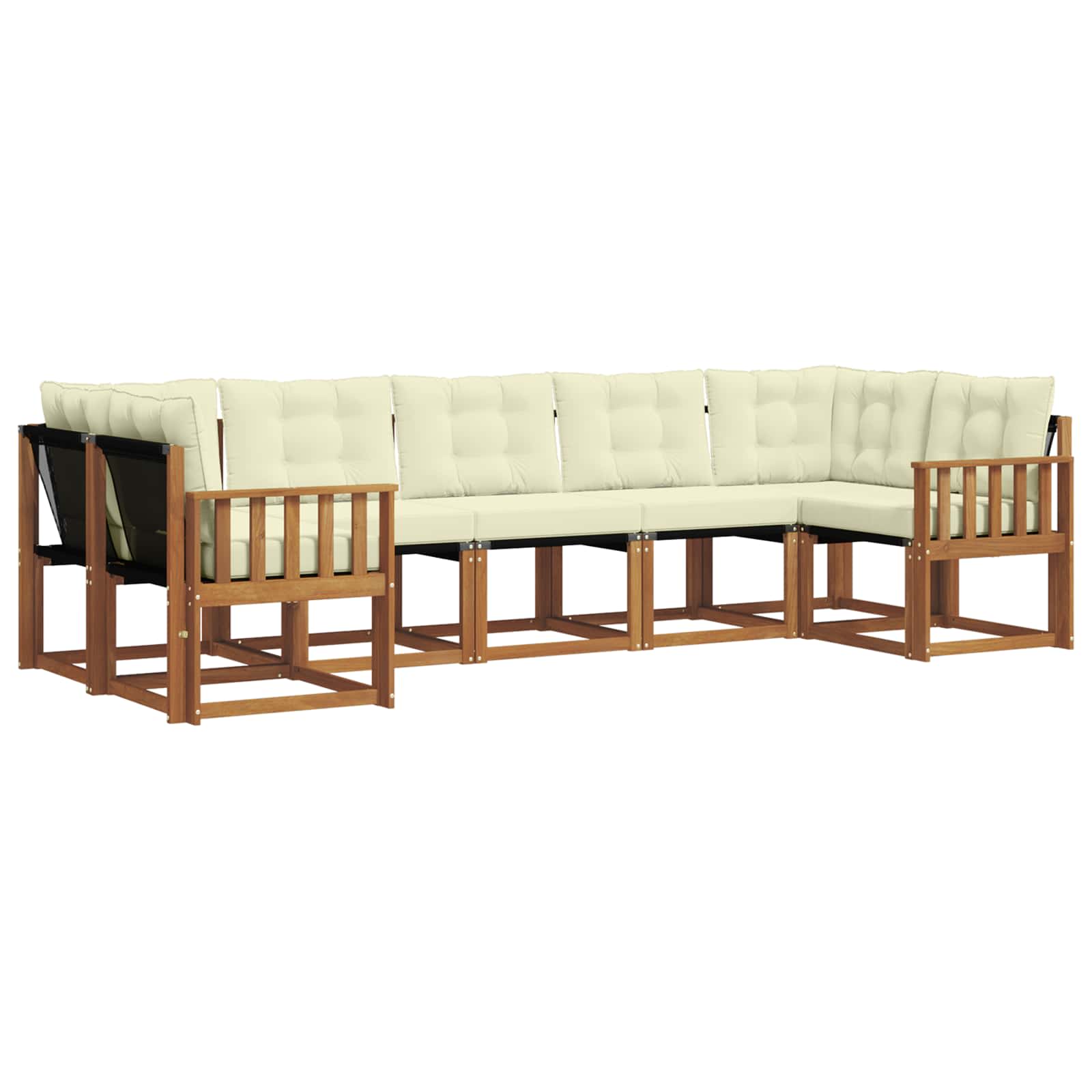 Outdoor-Sofagarnitur mit Kissen 7 pcs Natur und Creme