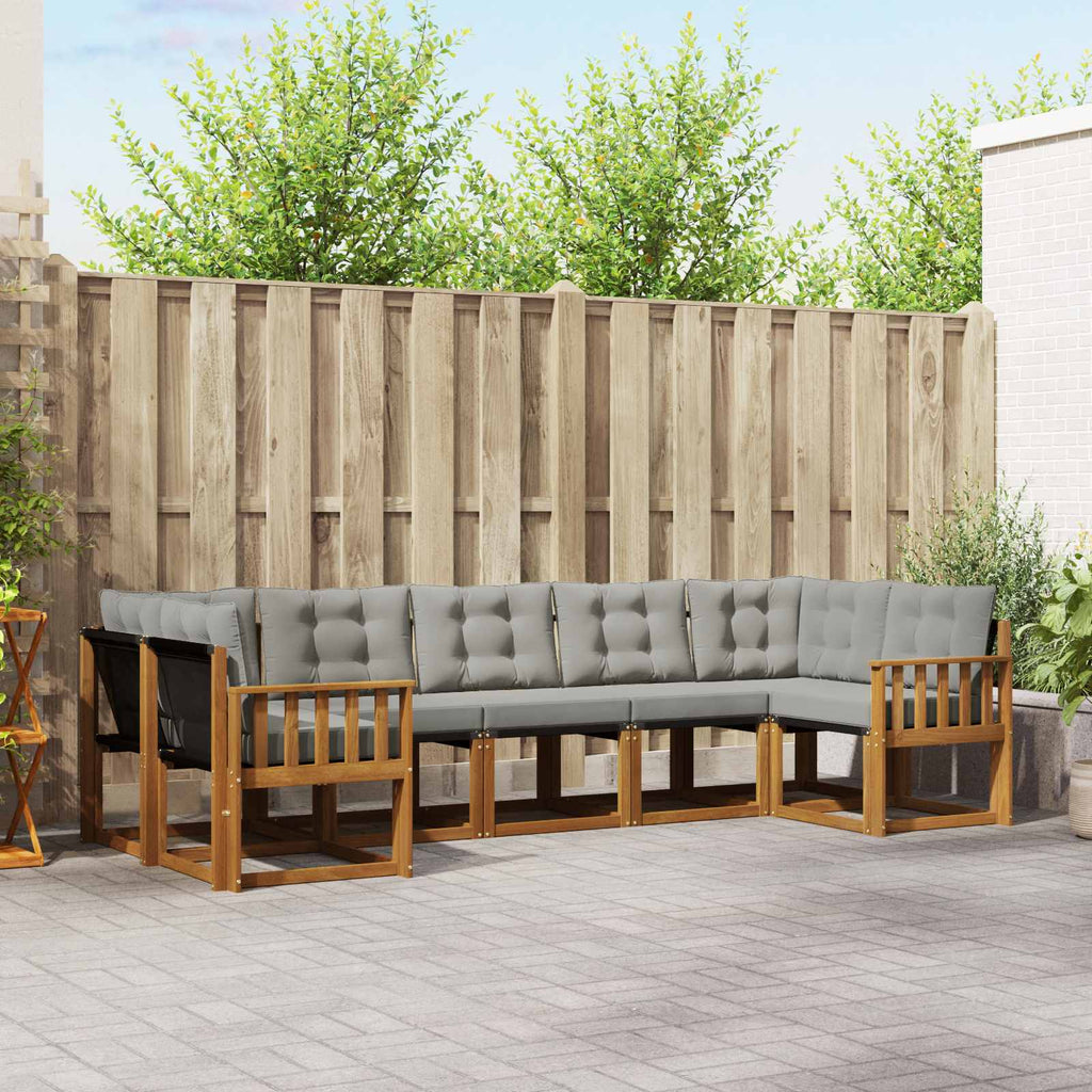 Outdoor-Sofagarnitur mit Kissen 7 pcs Natürlich und Hellgrau