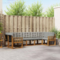 Outdoor-Sofagarnitur mit Kissen 7 pcs Natürlich und Hellgrau