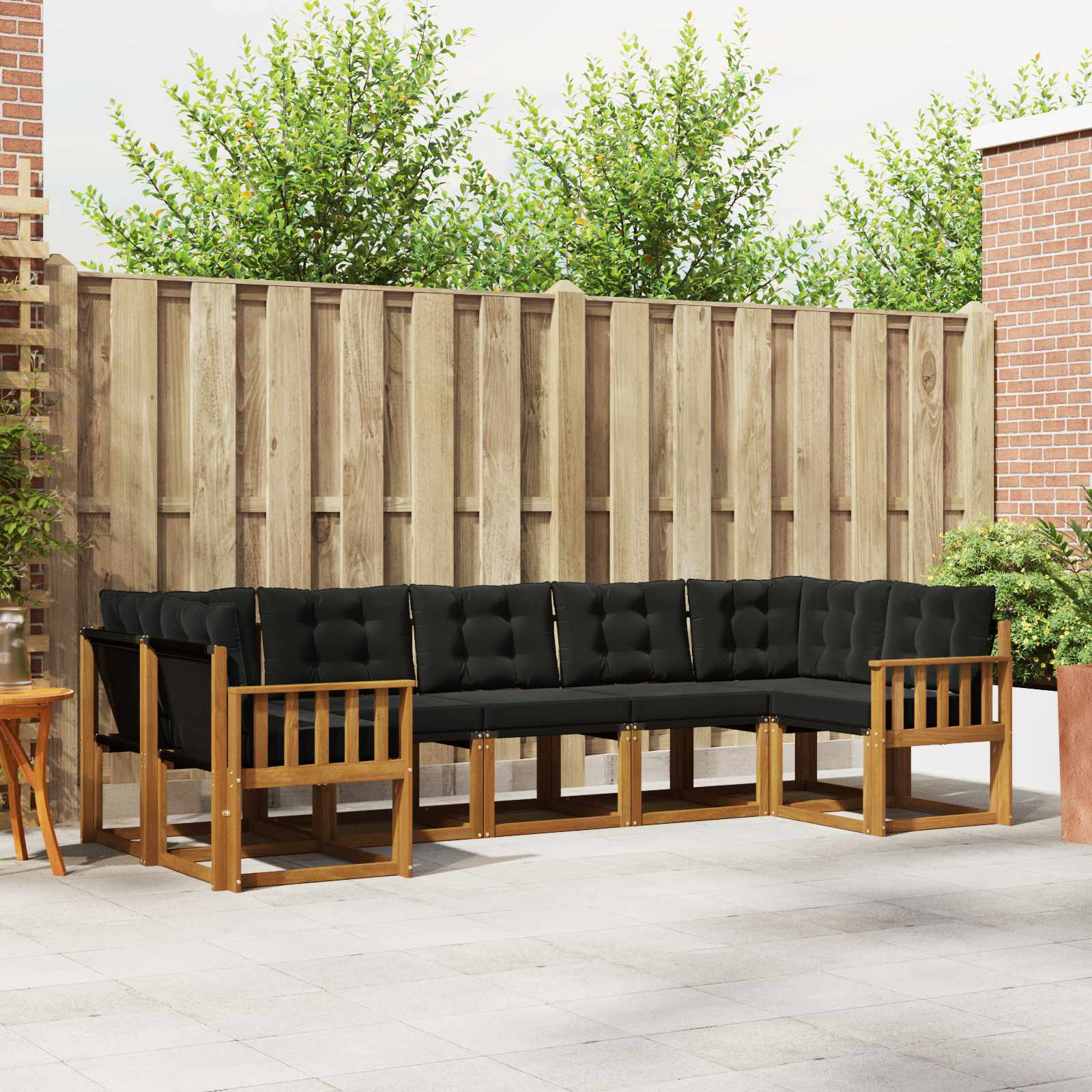 Outdoor-Sofagarnitur mit Kissen 7 pcs Natürlich und Schwarz