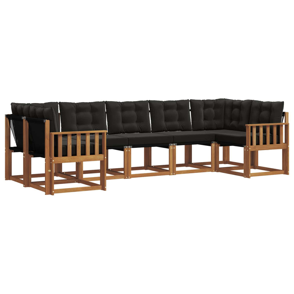 Outdoor-Sofagarnitur mit Kissen 7 pcs Natürlich und Schwarz