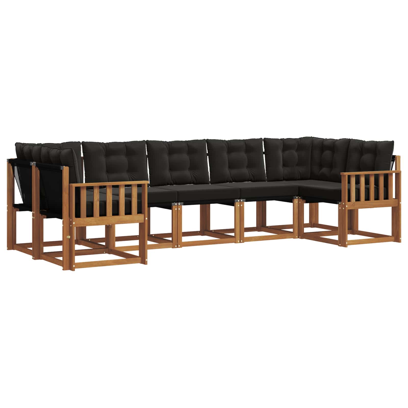 Outdoor-Sofagarnitur mit Kissen 7 pcs Natürlich und Schwarz