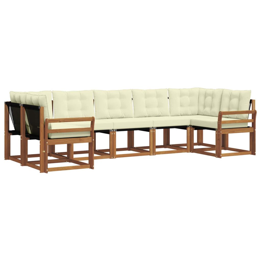 Outdoor-Sofagarnitur mit Kissen 7 pcs Natur und Creme