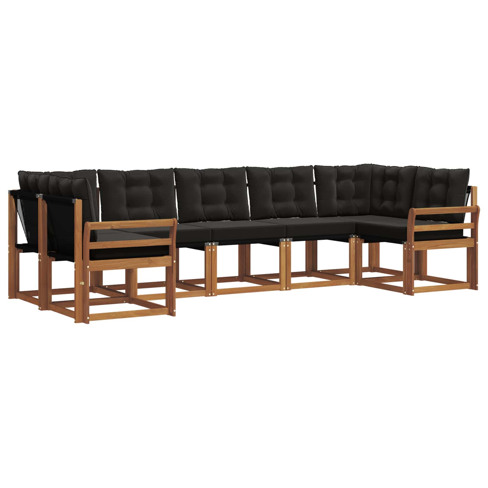 Outdoor-Sofagarnitur mit Kissen 7 pcs Natürlich und Schwarz